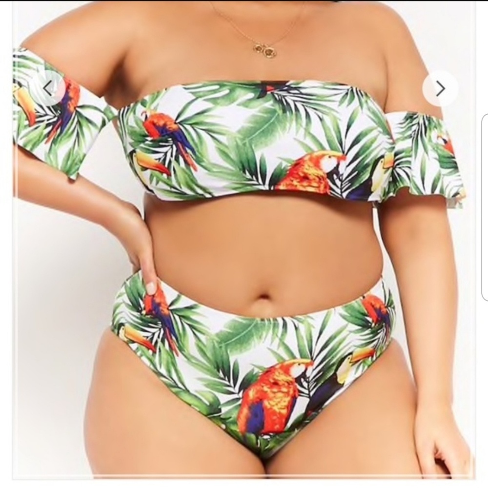 Forever 21+ Tropical Parrot 2-piece Swimsuit